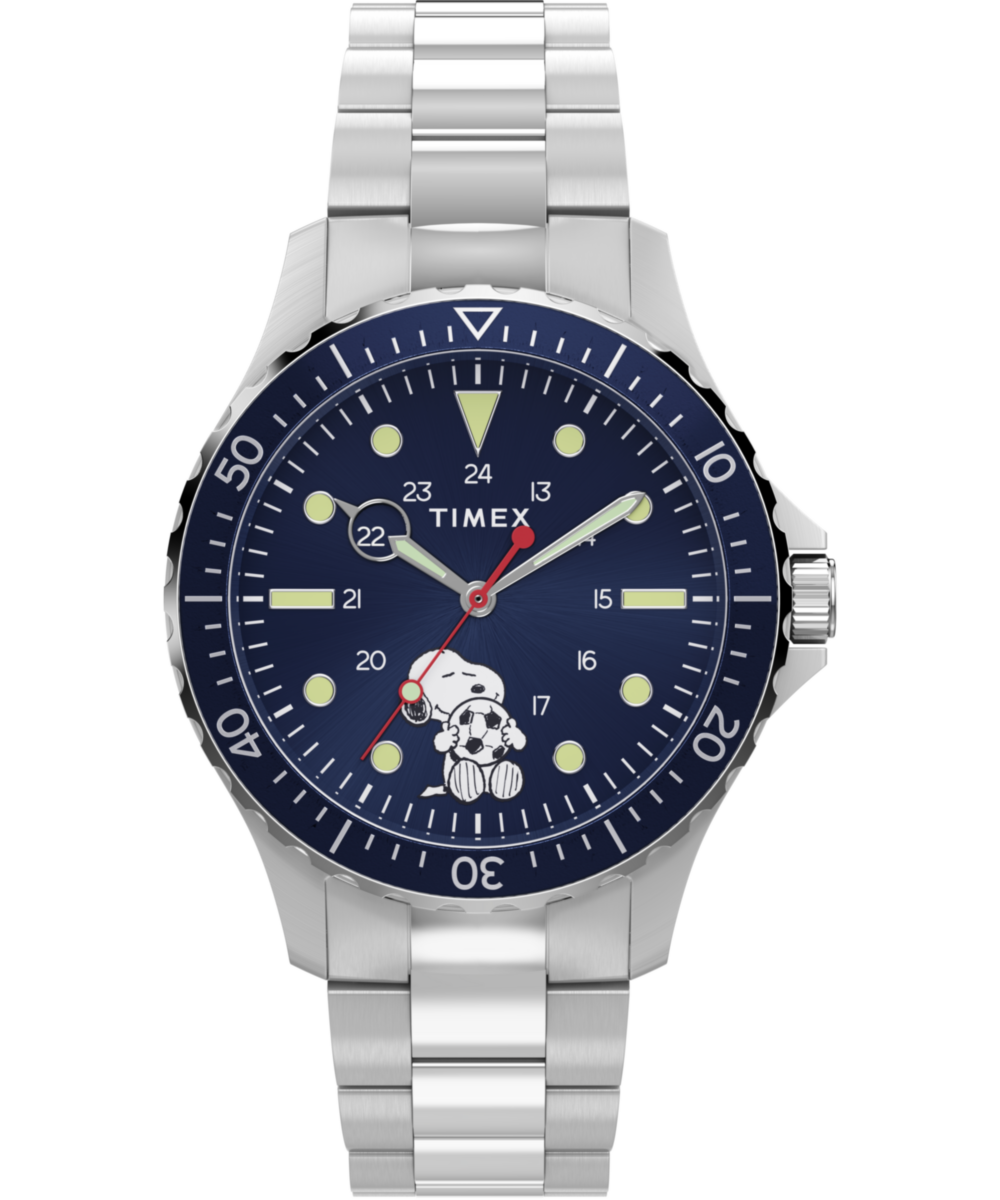 Heritage Peanuts x Timex Navi Snoopy Soccer 41mm Stainless Steel Bracelet Watch