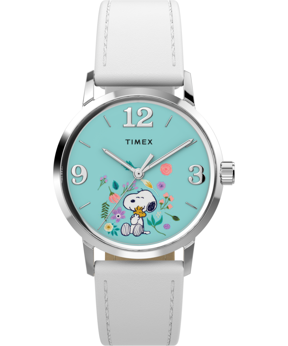 Heritage Peanuts x Timex Marlin Flower Dial 38mm Leather Strap Watch
