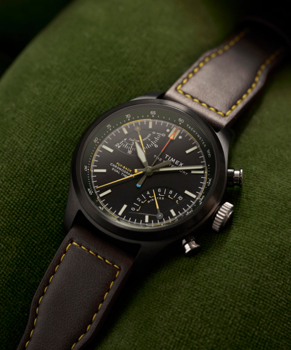 Heritage Waterbury Ace Fly-Back Chronograph 43mm Leather Strap Watch