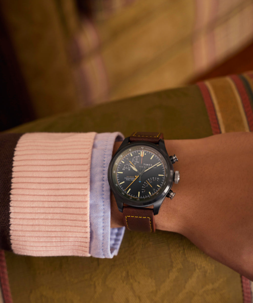 Heritage Waterbury Ace Fly-Back Chronograph 43mm Leather Strap Watch