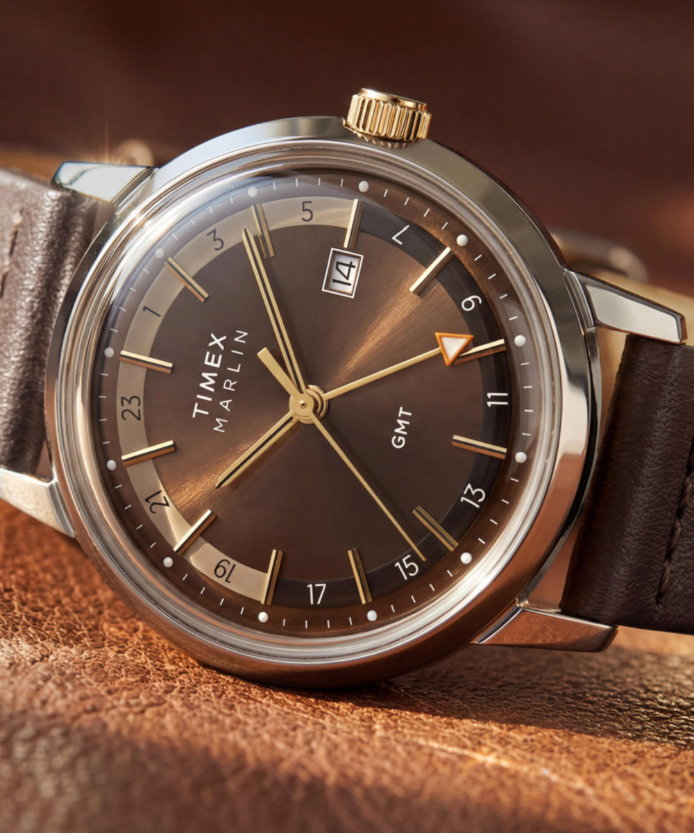Heritage Marlin Quartz GMT 40mm Leather Strap Watch