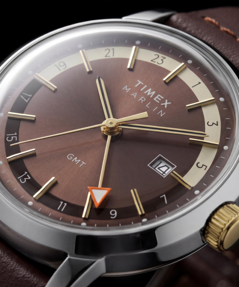 Heritage Marlin Quartz GMT 40mm Leather Strap Watch