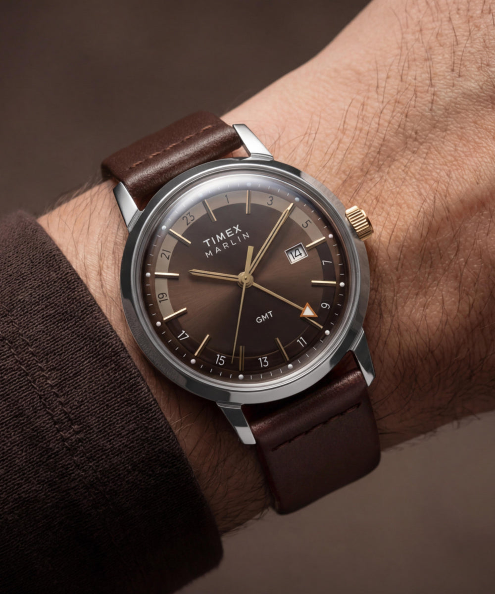 Heritage Marlin Quartz GMT 40mm Leather Strap Watch