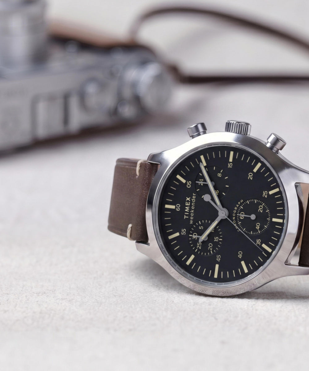 Heritage Timex Weekender New England Chronograph 40mm Leather Strap Watch
