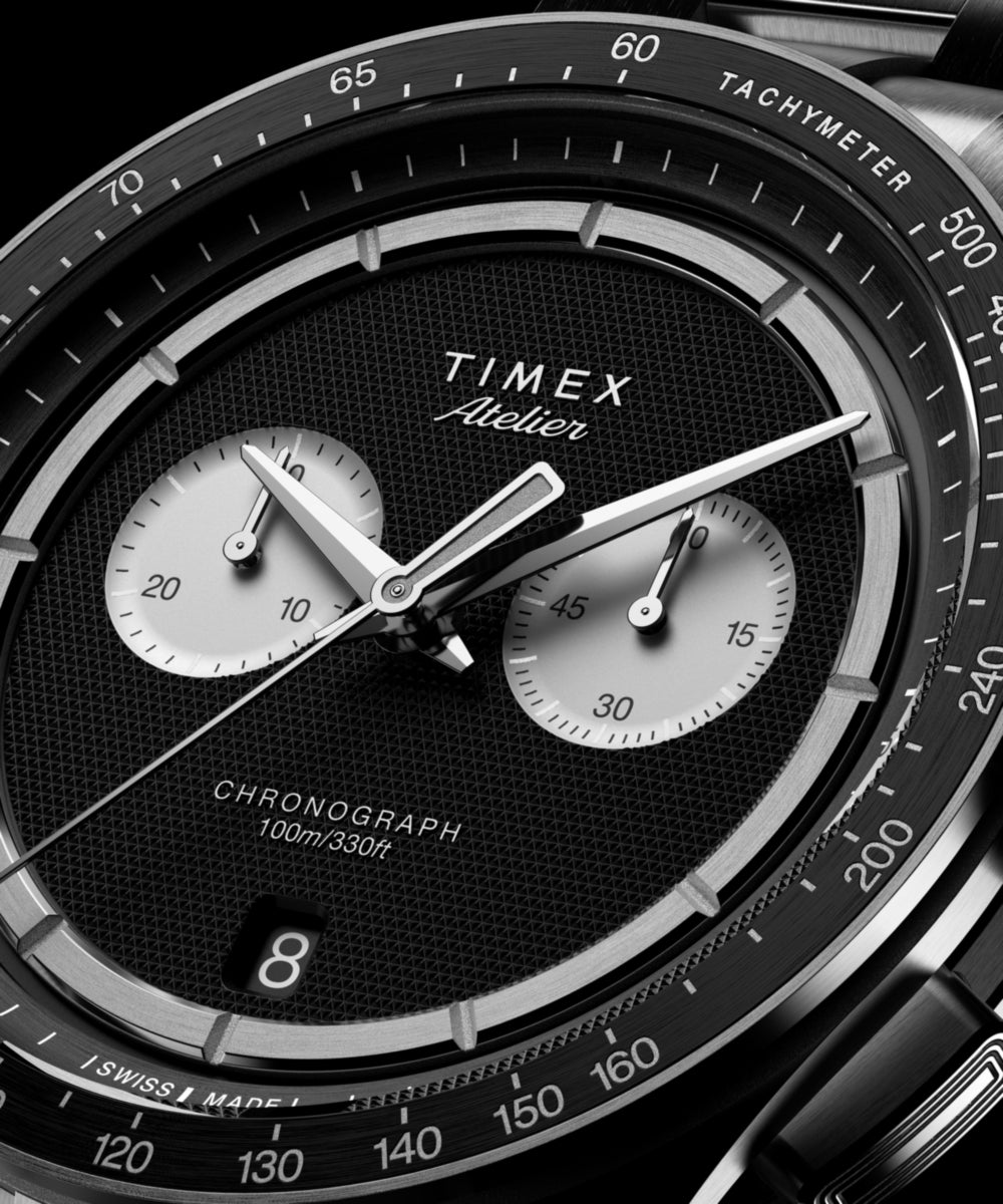 Heritage Timex Atelier Chronograph Quartz M1q 40mm Swiss Made Stainless Steel Bracelet