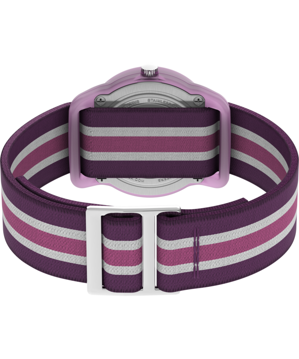 Heritage TIMEX TIME MACHINES 29mm Purple Stripe Elastic Fabric Kids Watch