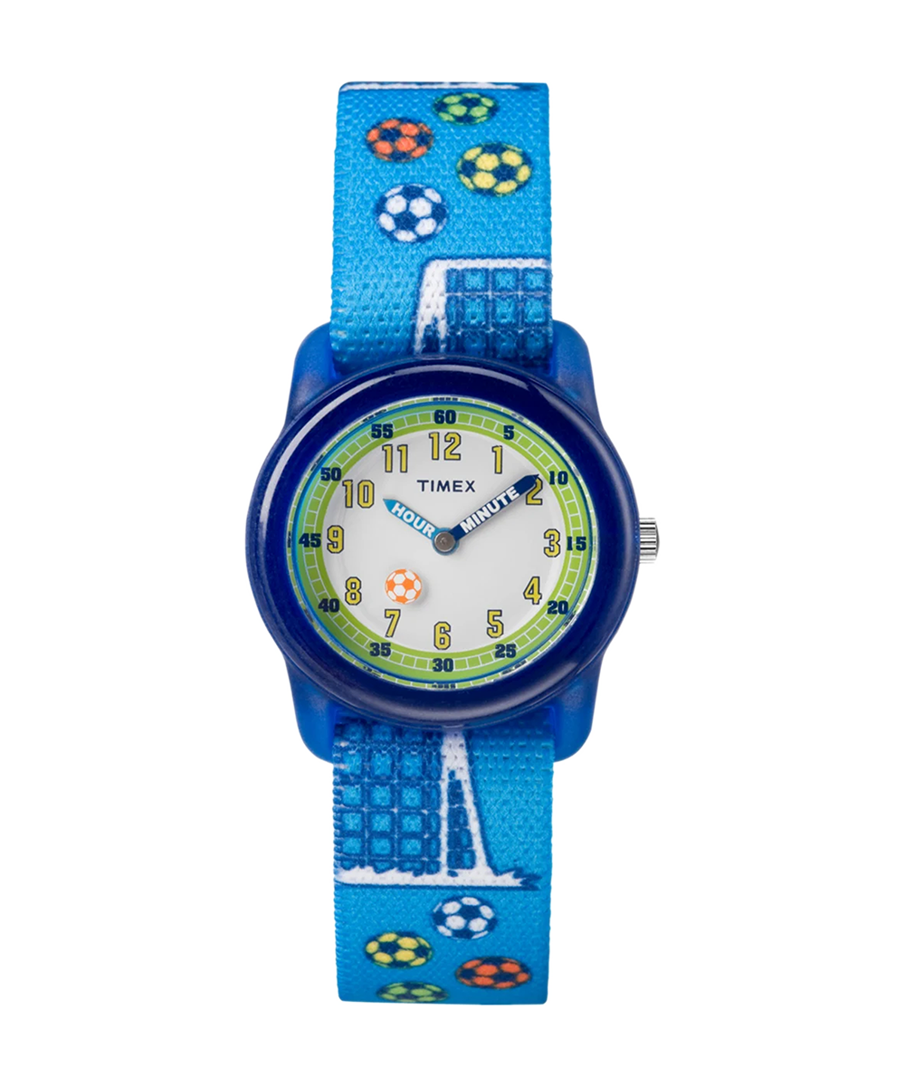 Heritage TIMEX TIME MACHINES 29mm Blue Soccer Elastic Fabric Kids Watch